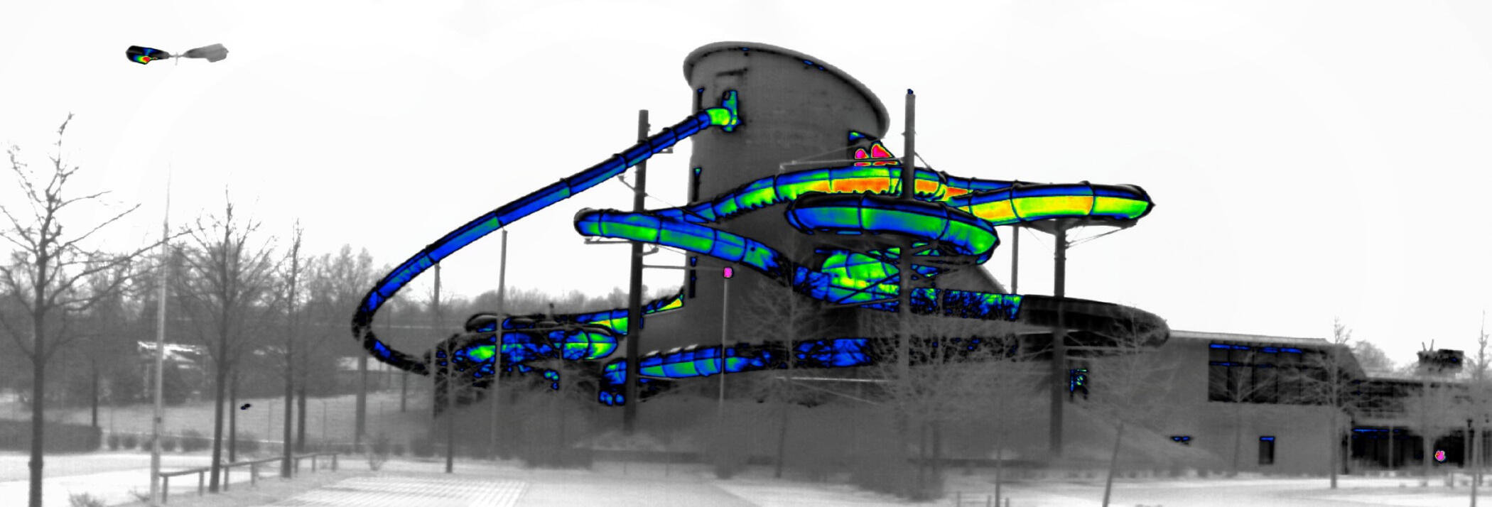 Wärmebildaufnahme „Wonnemar Rutsche“ von Ingenieurbüro Müller Thermografie und Leckortung